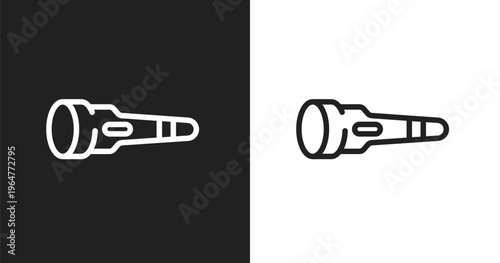 Dive light icon. Linear black, white icon from diving collection. Outline dive light vector. Thin line symbol isolated on white and black background