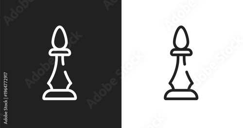 Chesspiece icon. Linear black, white icon from sport equipment collection. Outline chesspiece vector. Thin line symbol isolated on white and black background
