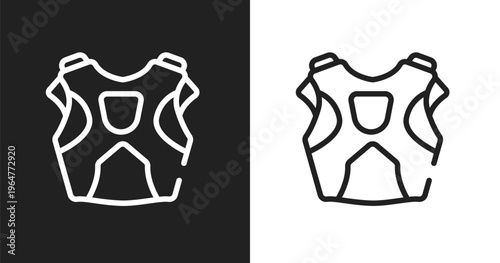 Protector icon. Linear black, white icon from sport equipment collection. Outline protector vector. Thin line symbol isolated on white and black background