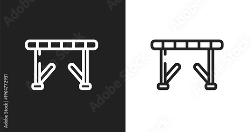 Hurdle icon. Linear black, white icon from sport equipment collection. Outline hurdle vector. Thin line symbol isolated on white and black background