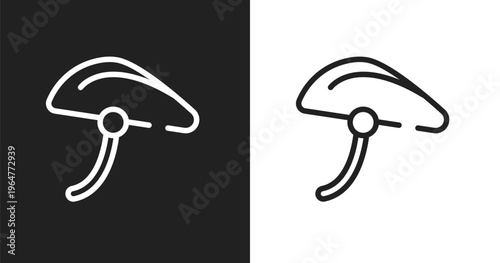 Bike helmet icon. Linear black, white icon from active lifestyle collection. Outline bike helmet vector. Thin line symbol isolated on white and black background