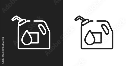Oil down icon. Linear black, white icon from racing collection. Outline oil down vector. Thin line symbol isolated on white and black background