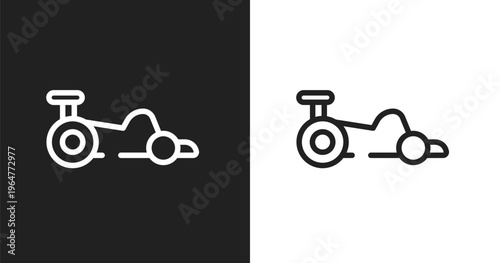 Kart racing icon. Linear black, white icon from racing collection. Outline kart racing vector. Thin line symbol isolated on white and black background
