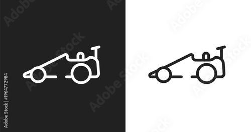 Drag racing icon. Linear black, white icon from racing collection. Outline drag racing vector. Thin line symbol isolated on white and black background