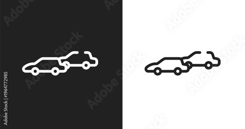 Chase icon. Linear black, white icon from racing collection. Outline chase vector. Thin line symbol isolated on white and black background