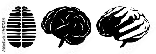 Solid black icon, white background: deep learning layered architecture set with simple line art design featuring sketches, drawings, vector graphics with minimalist and simple illustrations