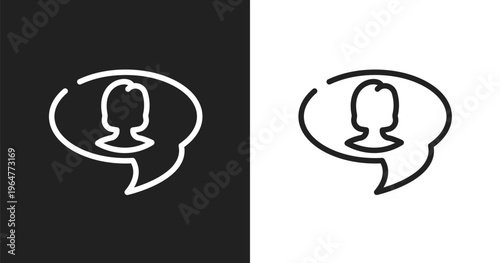 Videochat icon. Linear black, white icon from communication and connectivity collection. Outline videochat vector. Thin line symbol isolated on white and black background