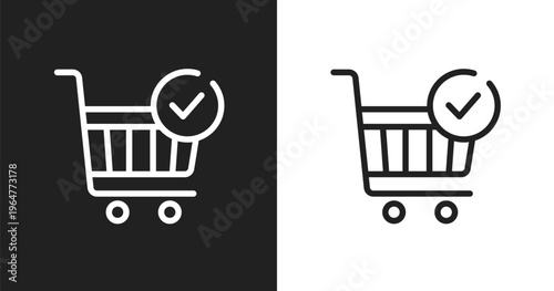 Checkout icon. Linear black, white icon from black friday collection. Outline checkout vector. Thin line symbol isolated on white and black background