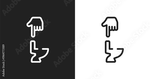 Flush icon. Linear black, white icon from toilet collection. Outline flush vector. Thin line symbol isolated on white and black background