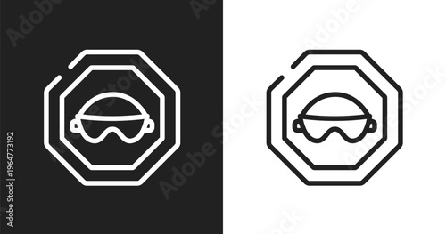 Eyewear icon. Linear black, white icon from health and safety collection. Outline eyewear vector. Thin line symbol isolated on white and black background