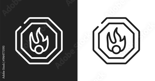 Oxidant icon. Linear black, white icon from health and safety collection. Outline oxidant vector. Thin line symbol isolated on white and black background