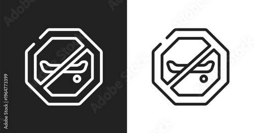 No skating icon. Linear black, white icon from signal and prohibitions collection. Outline no skating vector. Thin line symbol isolated on white and black background