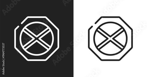 No waiting icon. Linear black, white icon from traffic signs collection. Outline no waiting vector. Thin line symbol isolated on white and black background