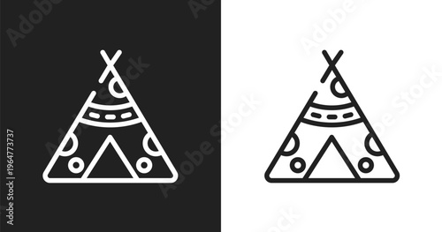 Native american wigwam icon. Linear black, white icon from american indigenous signals collection. Outline native american wigwam icon vector. Thin line symbol for use on web and mobile apps, logo,