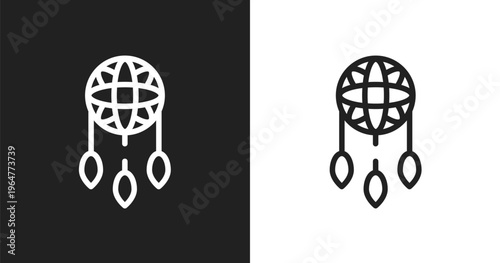 Dream catcher icon. Linear black, white icon from american indigenous signals collection. Outline dream catcher vector. Thin line symbol isolated on white and black background