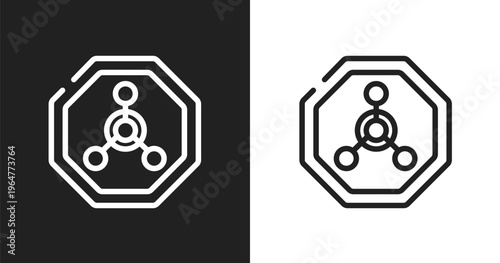 Radioactive warning icon. Linear black, white icon from universal warning signals collection. Outline radioactive warning icon vector. Thin line symbol for use on web and mobile apps, logo, print
