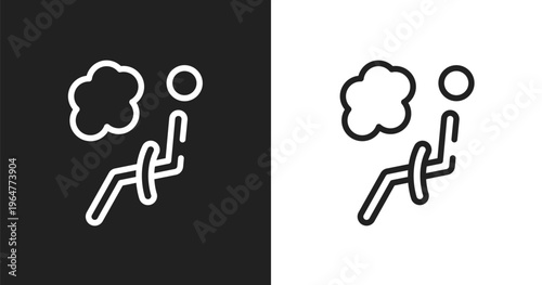 Airbag icon. Linear black, white icon from car dashboard signals collection. Outline airbag vector. Thin line symbol isolated on white and black background