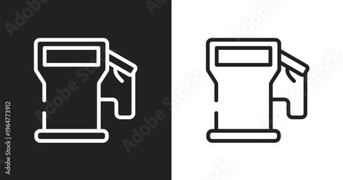Fuel filling icon. Linear black, white icon from car dashboard signals collection. Outline fuel filling vector. Thin line symbol isolated on white and black background