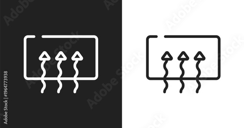 Rear window defrost icon. Linear black, white icon from car dashboard signals collection. Outline rear window defrost vector. Thin line symbol isolated on white and black background