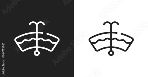 Windshield washer icon. Linear black, white icon from car dashboard signals collection. Outline windshield washer vector. Thin line symbol isolated on white and black background
