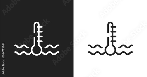 Engine coolant icon. Linear black, white icon from car dashboard signals collection. Outline engine coolant vector. Thin line symbol isolated on white and black background