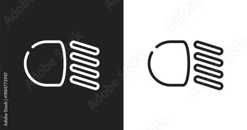 Low beam icon. Linear black, white icon from car dashboard signals collection. Outline low beam vector. Thin line symbol isolated on white and black background