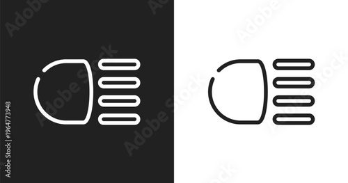 High beam icon. Linear black, white icon from car dashboard signals collection. Outline high beam vector. Thin line symbol isolated on white and black background