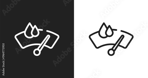 Winshield wiper icon. Linear black, white icon from car dashboard signals collection. Outline winshield wiper vector. Thin line symbol isolated on white and black background