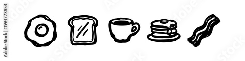 Set of black and white flat icons representing software development, mobile app design, cloud computing, programming code, and technical engineering on a white background.