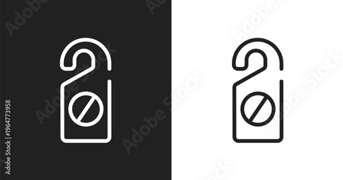 Do not disturbe icon. Linear black, white icon from hotel signals collection. Outline do not disturbe vector. Thin line symbol isolated on white and black background