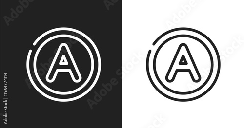 Any solvent icon. Linear black, white icon from laundry instructions collection. Outline any solvent vector. Thin line symbol isolated on white and black background