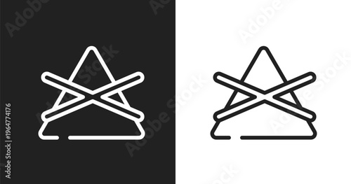 Do not bleach icon. Linear black, white icon from laundry instructions collection. Outline do not bleach vector. Thin line symbol isolated on white and black background