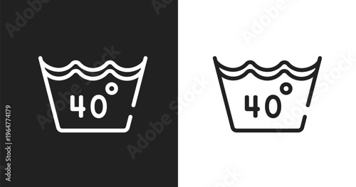 40 degree laundry icon. Linear black, white icon from laundry instructions collection. Outline 40 degree laundry vector. Thin line symbol isolated on white and black background