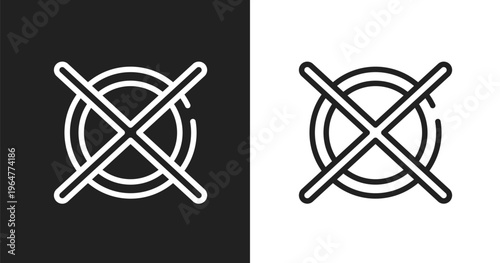 Do not dry clean icon. Linear black, white icon from laundry instructions collection. Outline do not dry clean vector. Thin line symbol isolated on white and black background
