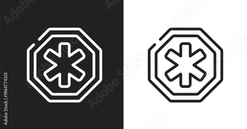 Pharmacy signal icon. Linear black, white icon from indications collection. Outline pharmacy signal vector. Thin line symbol isolated on white and black background