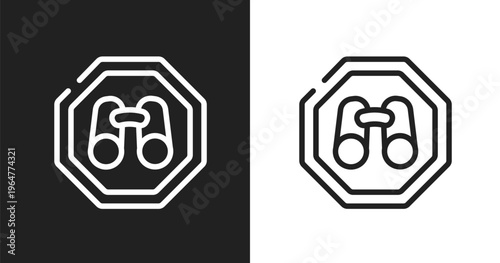 Site seeing place icon. Linear black, white icon from indications collection. Outline site seeing place vector. Thin line symbol isolated on white and black background