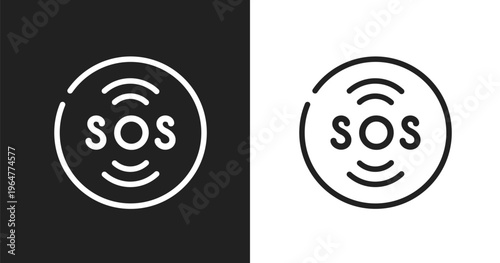 Sos warning icon. Linear black, white icon from swimming pool rules collection. Outline sos warning vector. Thin line symbol isolated on white and black background