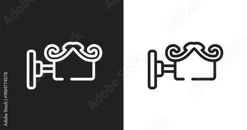 Decorative signboard icon. Linear black, white icon from signals collection. Outline decorative signboard vector. Thin line symbol isolated on white and black background