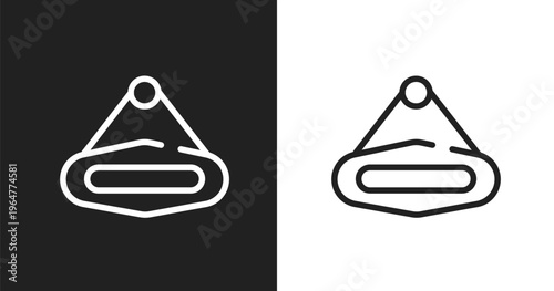Hanging signboard icon. Linear black, white icon from signals collection. Outline hanging signboard vector. Thin line symbol isolated on white and black background