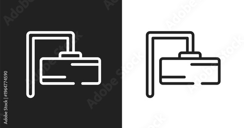 Rectangular signboard icon. Linear black, white icon from signals collection. Outline rectangular signboard vector. Thin line symbol isolated on white and black background