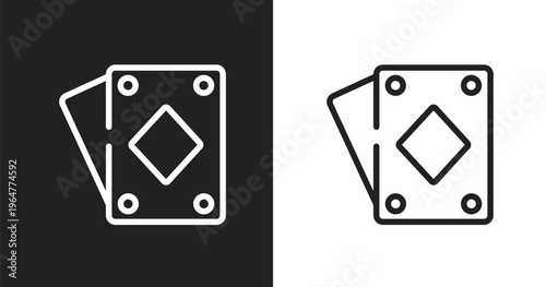 Diamond ace icon. Linear black, white icon from poi public places collection. Outline diamond ace vector. Thin line symbol isolated on white and black background