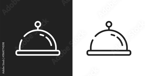 Tray with cover icon. Linear black, white icon from poi public places collection. Outline tray with cover vector. Thin line symbol isolated on white and black background