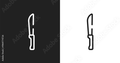 Strong knife icon. Linear black, white icon from poi public places collection. Outline strong knife vector. Thin line symbol isolated on white and black background