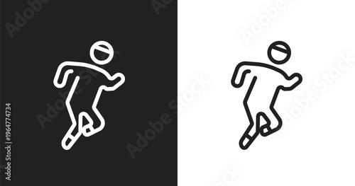Running silhouette icon. Linear black, white icon from poi public places collection. Outline running silhouette vector. Thin line symbol isolated on white and black background