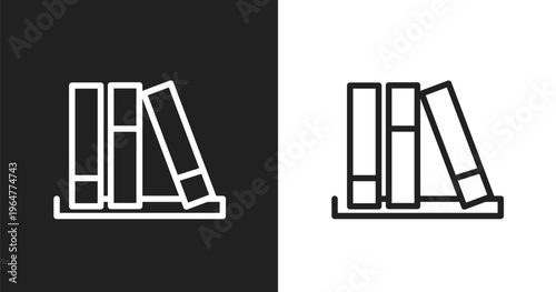Three books icon. Linear black, white icon from poi public places collection. Outline three books vector. Thin line symbol isolated on white and black background