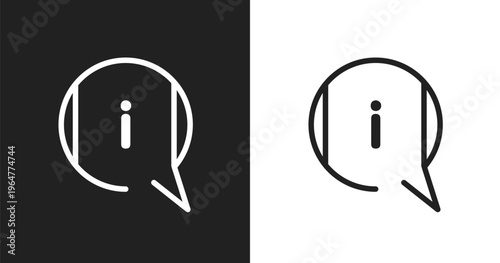 Information sign icon. Linear black, white icon from poi public places collection. Outline information sign vector. Thin line symbol isolated on white and black background