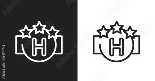 Square hotel sign icon. Linear black, white icon from poi public places collection. Outline square hotel sign vector. Thin line symbol isolated on white and black background