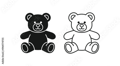 Black and white teddy bear coloring page Vector