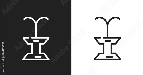Public fountain icon. Linear black, white icon from poi public places collection. Outline public fountain vector. Thin line symbol isolated on white and black background