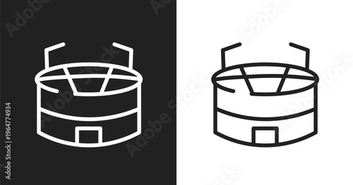 Big stadium icon. Linear black, white icon from poi public places collection. Outline big stadium vector. Thin line symbol isolated on white and black background